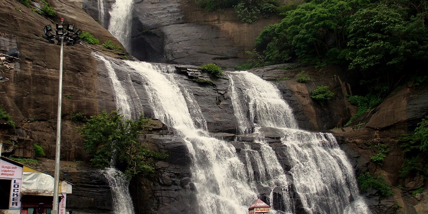 A breathtaking view of Five Falls, one of the best places for Courtallam trip.