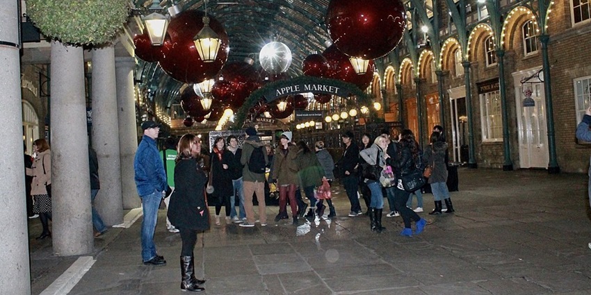 A view of the Apple Market, Covent Garden, near Genting Casino in London.