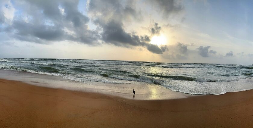 A breathtaking view of the prsitine golden sands and shimmering waters of Goa.