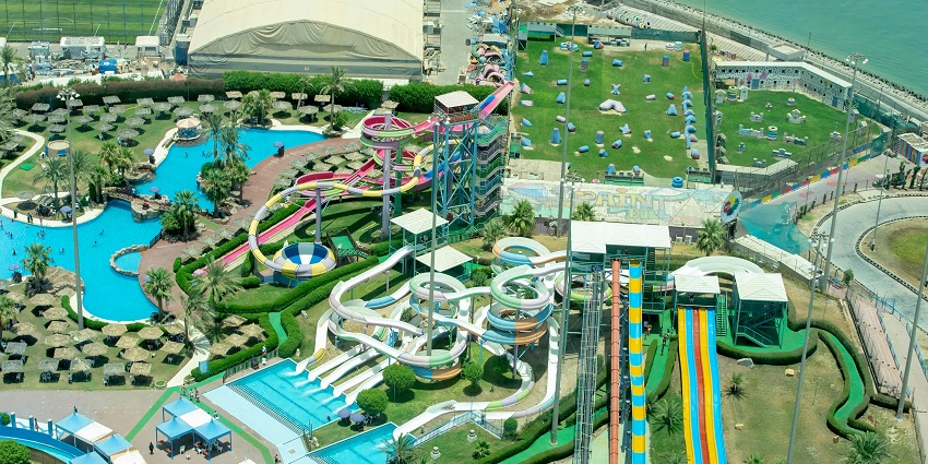 Aerial photography of water park explore Crystal Water Park - Jamshedpur water park