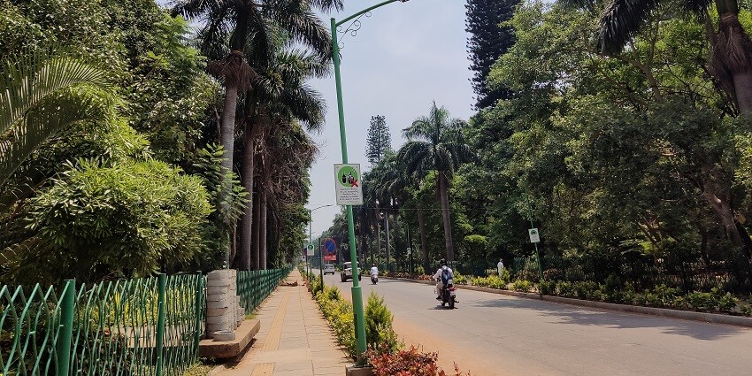 A walkway at Cubbon Park, a famous tourist attraction offering beautiful nature views.