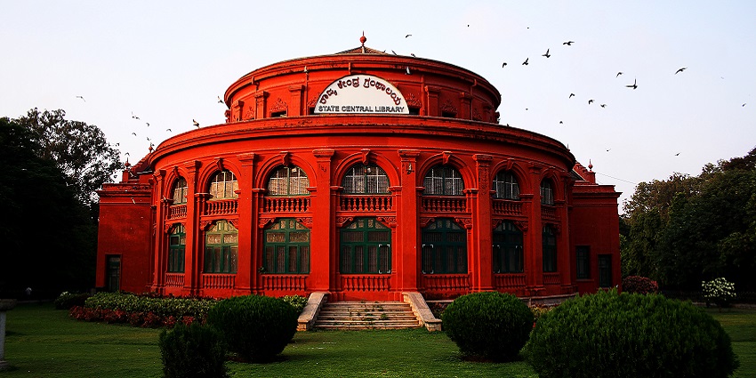 A view of the State Central Library in Cubbon Park, located in Bangalore