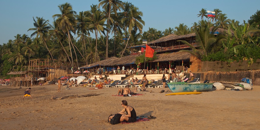 A beach shack organising various activities for tourists in one of the parties in North Goa.