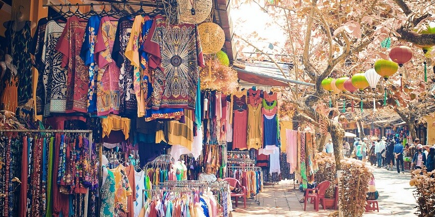 A glimpse of vibrant clothes being displayed at the Dadar Flower Market, Maharashtra.