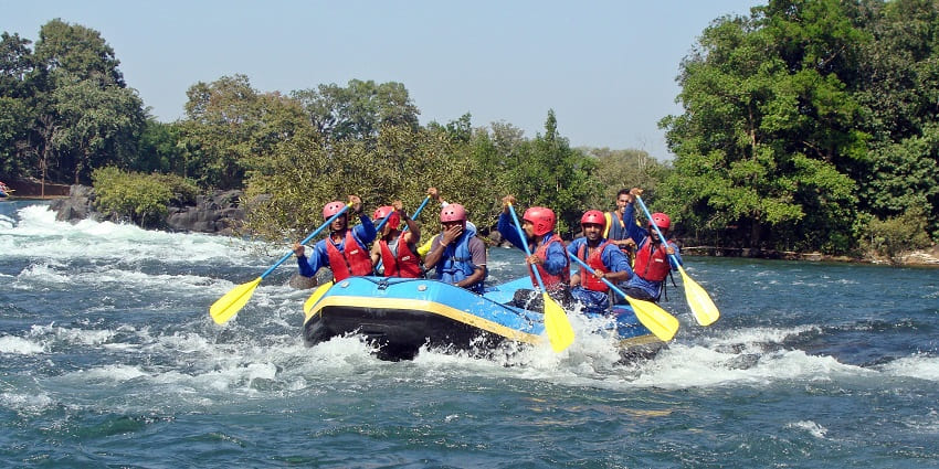 River rafting activity at the Kali River in Dandeli, a place to visit near Hubli.