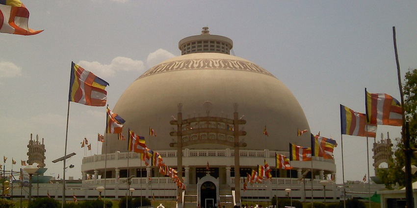 The Deekshabhoomi stupa, a famous tourist spot near Bor Wildlife Sanctuary.