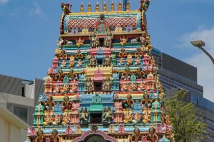 A view of towering spiritual hub in Odisha in vibrant colours exuding historical allure.