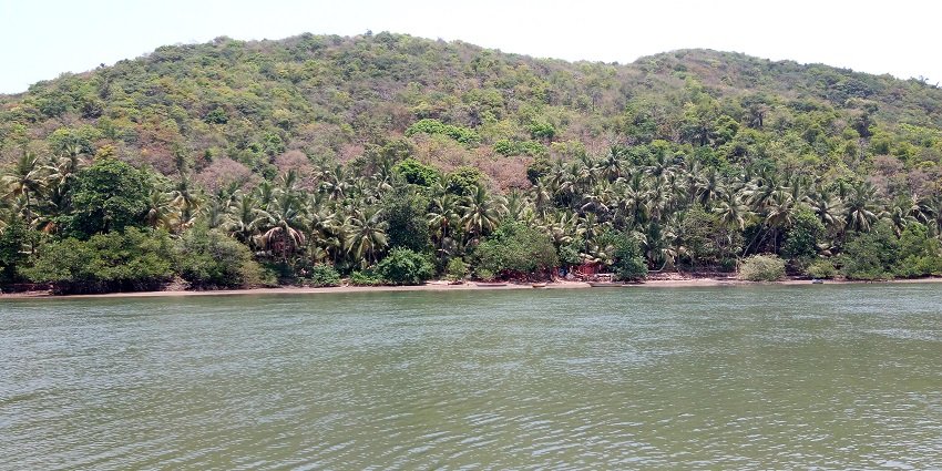 Aerial view of Devbagh Beach, a popular tourist attraction in Sindhudurg.