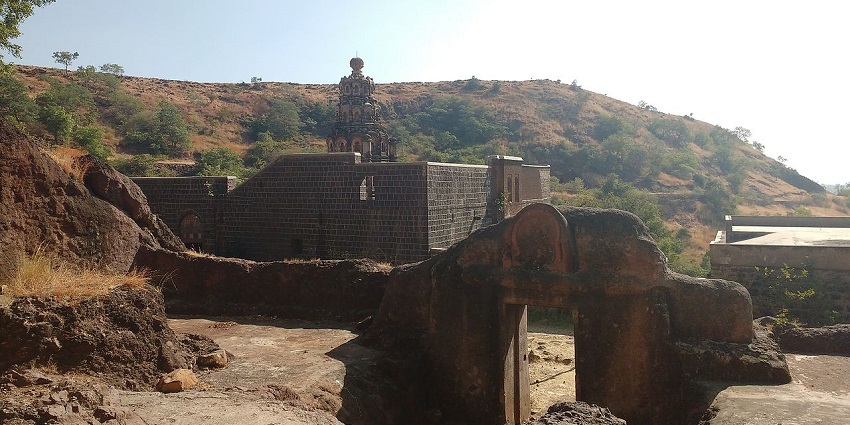 A photo of the temple at Dharashiv Caves, a popular tourist attraction.