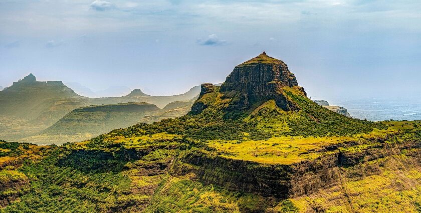 Stunning view from Dhodap Fort, overlooking valleys and distant hills