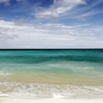 An image showing a panoramic view of Dreamland Beach in Bali, Indonesia.