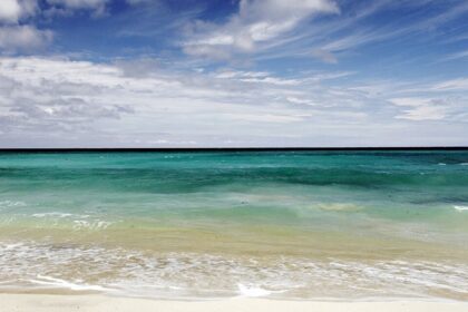 An image showing a panoramic view of Dreamland Beach in Bali, Indonesia.