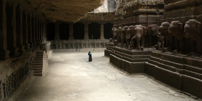 Ellora Caves' Kailasanatha Temple, a stunning tourist attraction near Aurangabad Fort.