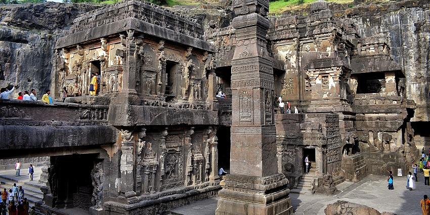 The architecture of Ellora Caves, one of the best places to visit near Grishneshwar Temple.