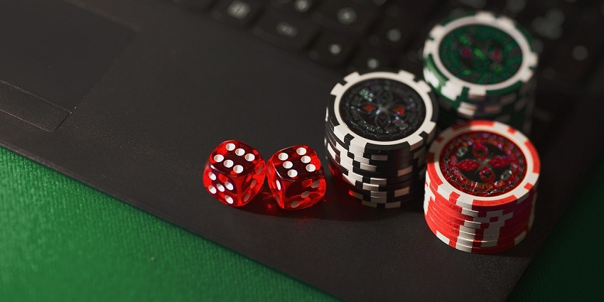 Emperors Casino gaming table with the chips and deck