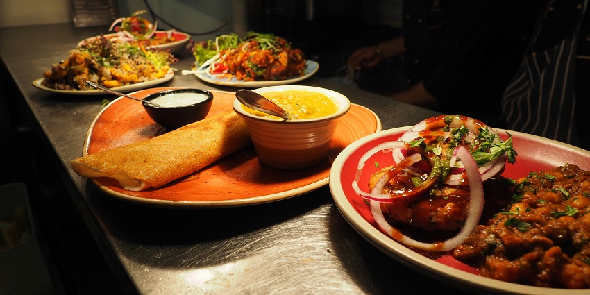 A picture of traditional South Indian food in Kotagiri: fresh, made in-house dishes.