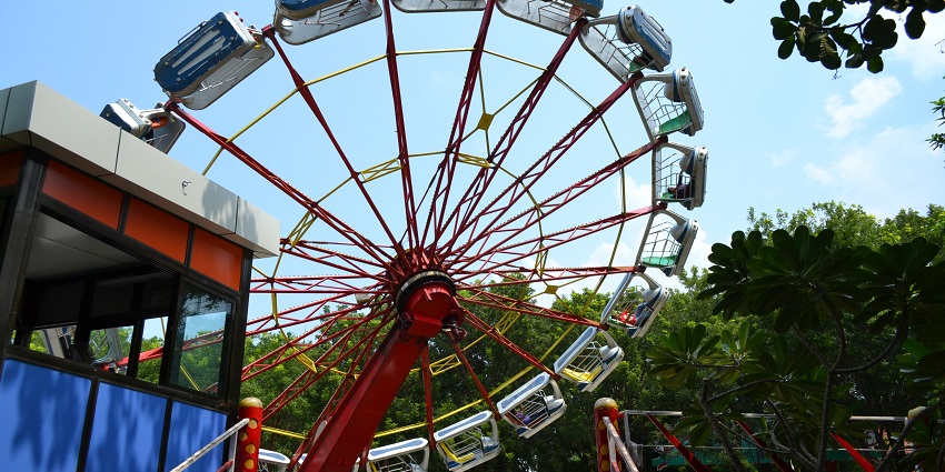 A ride at EsselWorld Amusement Park, a leisure hub near Water Kingdom Water Park.