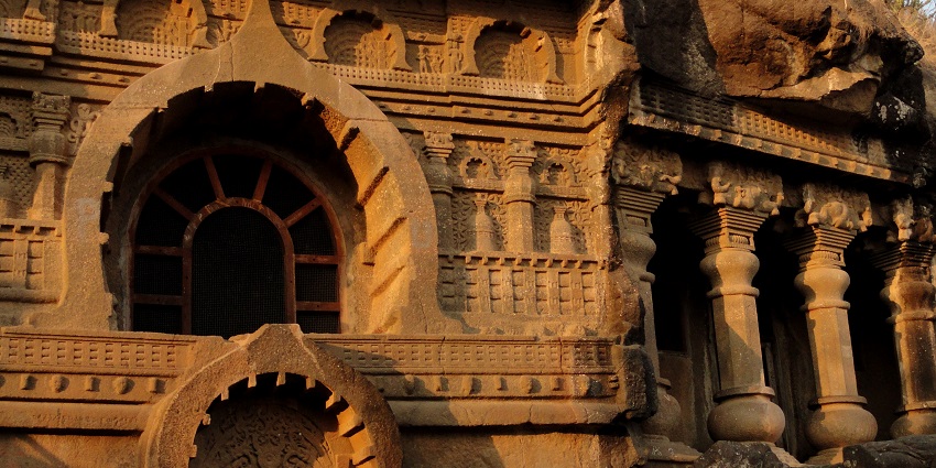 View of the PandavLeni Caves on a hilltop in Nashik, offering a glimpse into ancient history