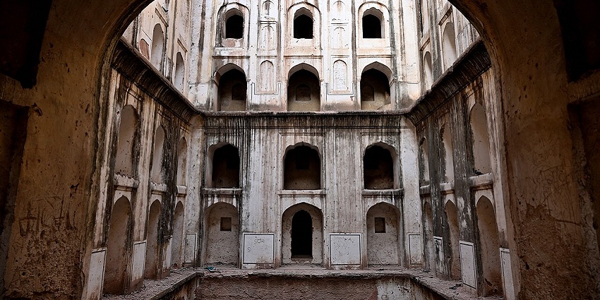 Mertani Ji Ki Bawari with detailed stonework, arched entrances, and deep stepwell.