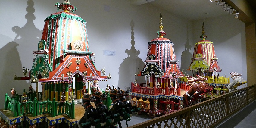 Exhibits at the Craft Museum depicting replicas of the famous Puri Rath Yatra.