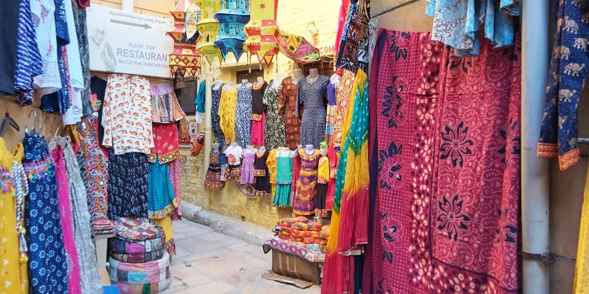 A bustling shop in local market of Gokarna, selling traditional items and souvenirs