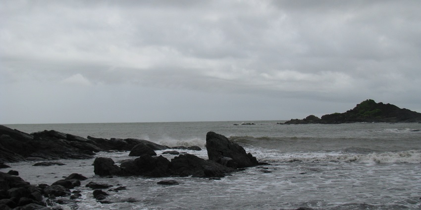 The breathtaking view of Om Beach in Gokarna is shaped like the 'Om' symbol