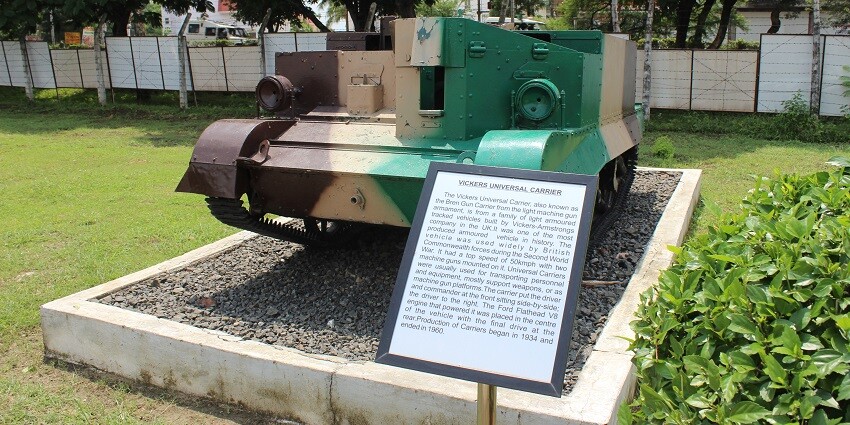 An image view of Inside Yodhasthal Museum showcasing military memorabilia and artefacts