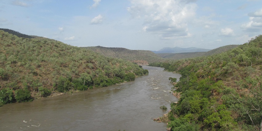 The fantastic landscape seen from the Cauvery Wildlife Sanctuary, Shivanasamudra Falls.