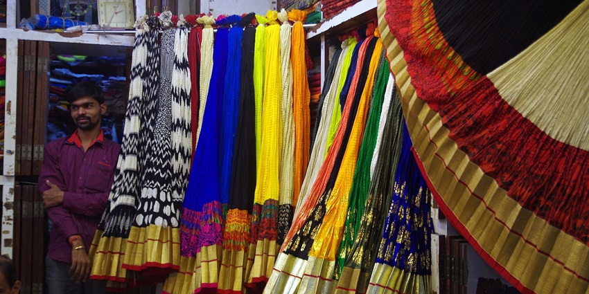 A store selling Indian skirts which are in demand while wedding shopping in Mumbai