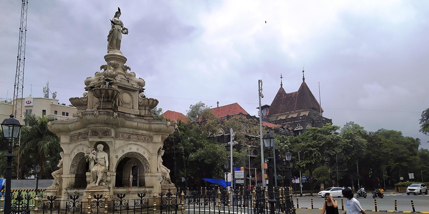 View of the Flora Fountain, its detailed and intricate architecture