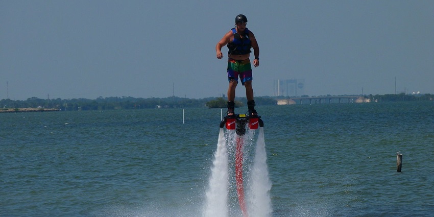 Experience a thrilling flyboarding adventure which is one of the Lakshadweep water sports.