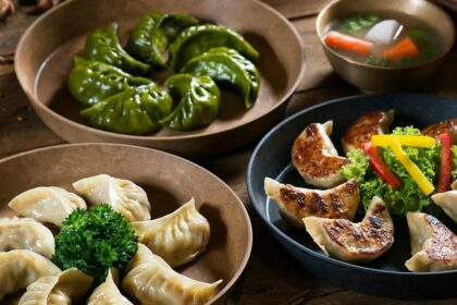 An image of freshly made momos on the streets are the best food in Leh, Ladakh, India.