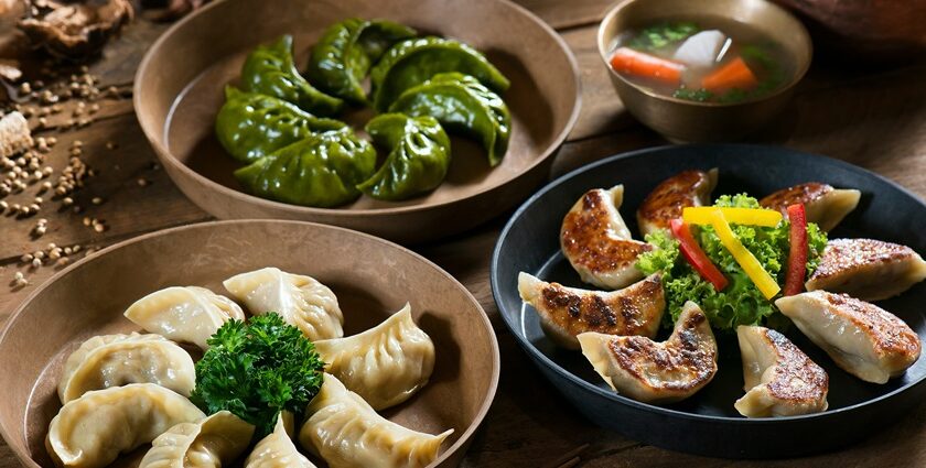 An image of freshly made momos on the streets are the best food in Leh, Ladakh, India.