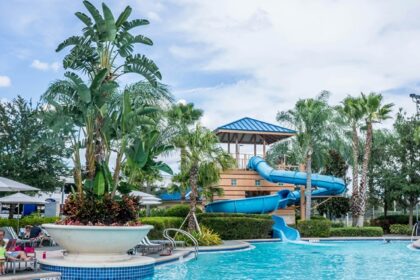 Snapshot of the waterpark amidst the lush trees-Fun planet Water park