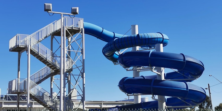A glimpse of a spiral ride at Fun Play Rides, one of the famous Pendurthi water parks.