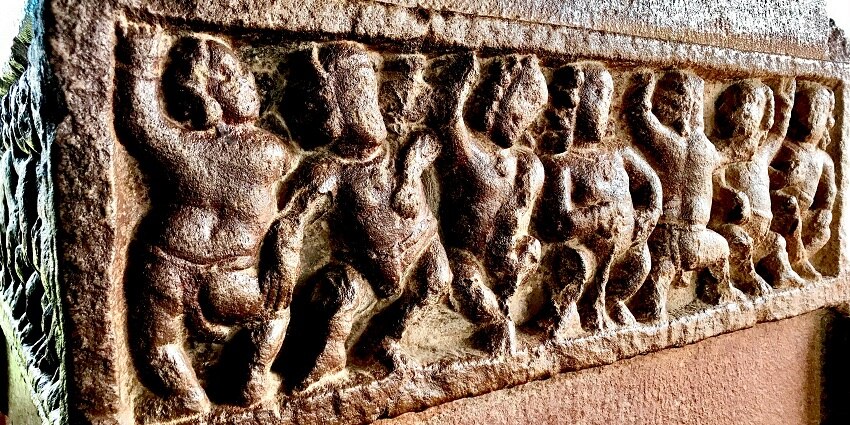 An inside view of Galaganatha Complex, an 8th-century marvel with Dravidian-style art.