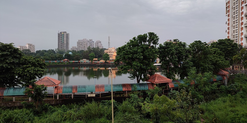 Scenic view of Ganesh Talav, a beautiful lake surrounded by lush greenery and tranquility