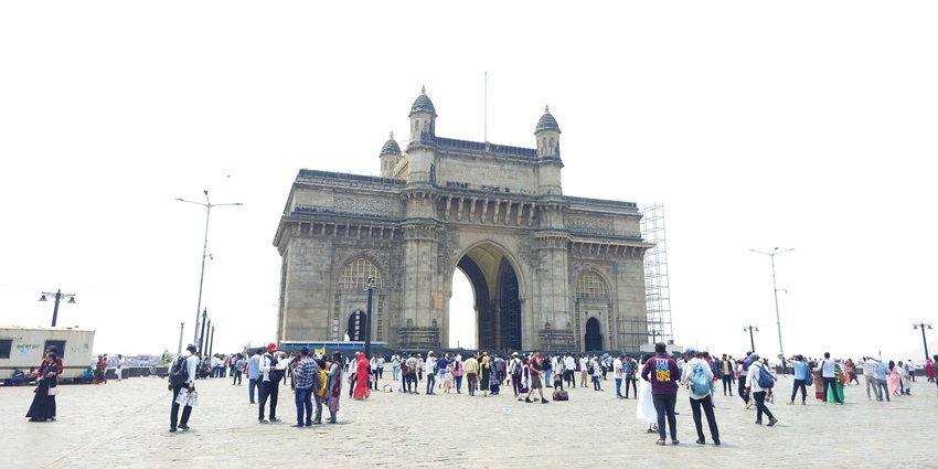 The iconic Gateway of India in Mumbai, a historic arch monument facing the Arabian Sea