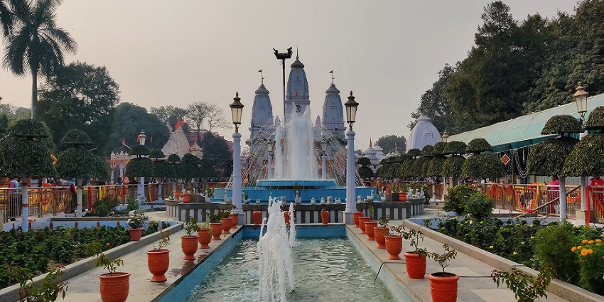Pooja rituals performed at a temple near Blue Lagoon Water Park in India.