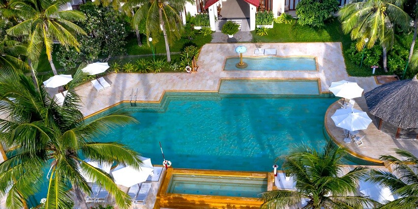 A glimpse of a pool party in Noida, featuring glistening waters and a serene setting.