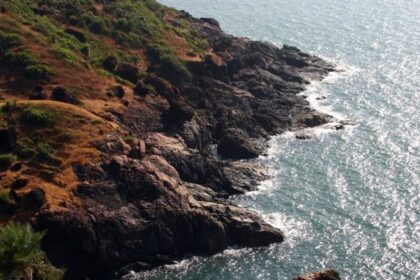 Waters at a cliff in Gokarna, Karnataka