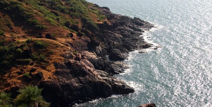 Waters at a cliff in Gokarna, Karnataka