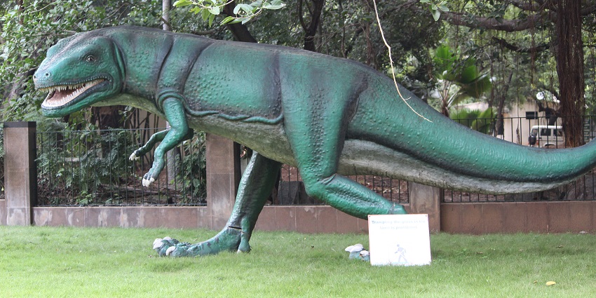 A huge dinosaur model represented at the Guindy National Park located in TamilNadu