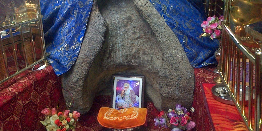 Inside the Gurudwara pathar sahib, close up view of the idol