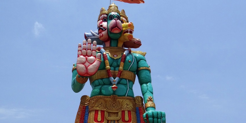 Beautiful idol of the deity standing atop.