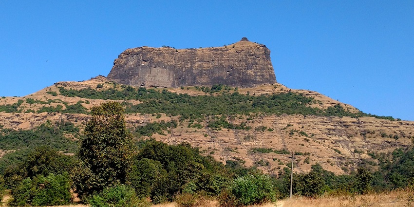 Harihar fort seen from Kotamwadi, it is one of the best places to visit near Nashik in monsoon