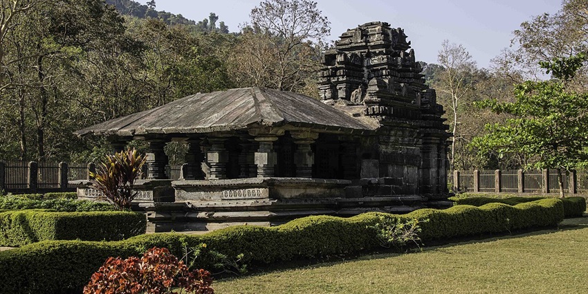 Small 12th-century Kadamba-style Mahadev Temple in Tambdi Surla forest, Goa