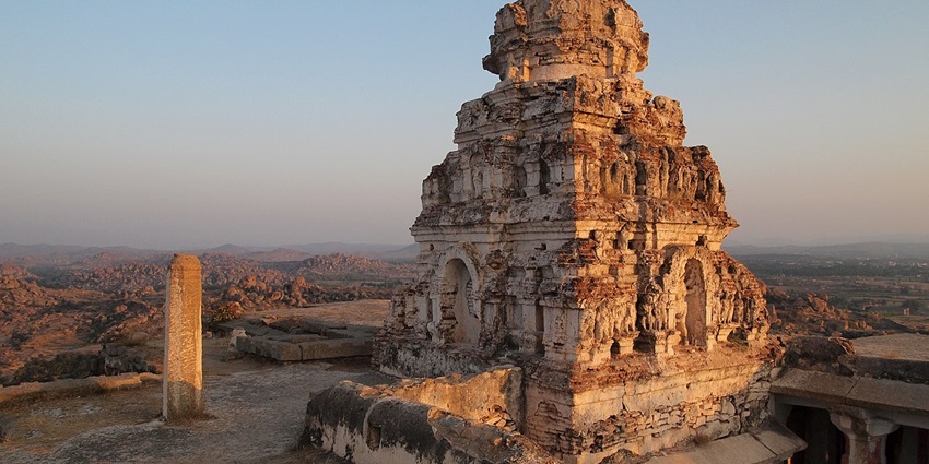 Ancient stone temple in Hassan dedicated to Goddess Amba, open only during Diwali, showcasing intricate carvings and spiritual heritage, one of the best places to visit near Dharmasthala and Kukke.