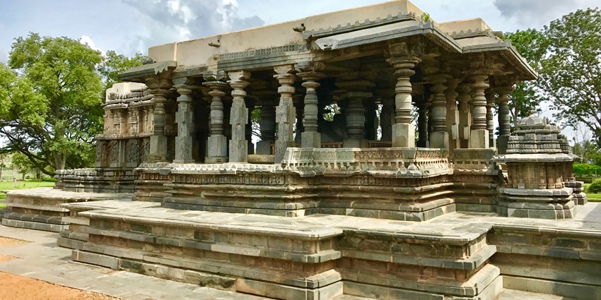 Entrance of Hasanamba Temple, a Hassan tourist place, which opens for two weeks during Diwali.
