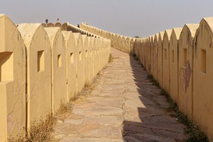 Panoramic snap taken at the corridor of one of the historic monuments which is Hathroi fort.